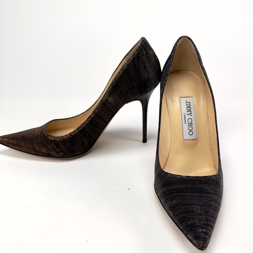 Black and gold iridescent Jimmy Choo pointed-toe pumps 36.5 - gorgeous!!